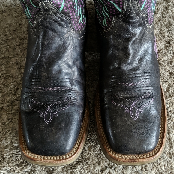 CINCH Edge "QUEENISM" black marbled leather cowgirl western boots square toe sz7 - Picture 10 of 16